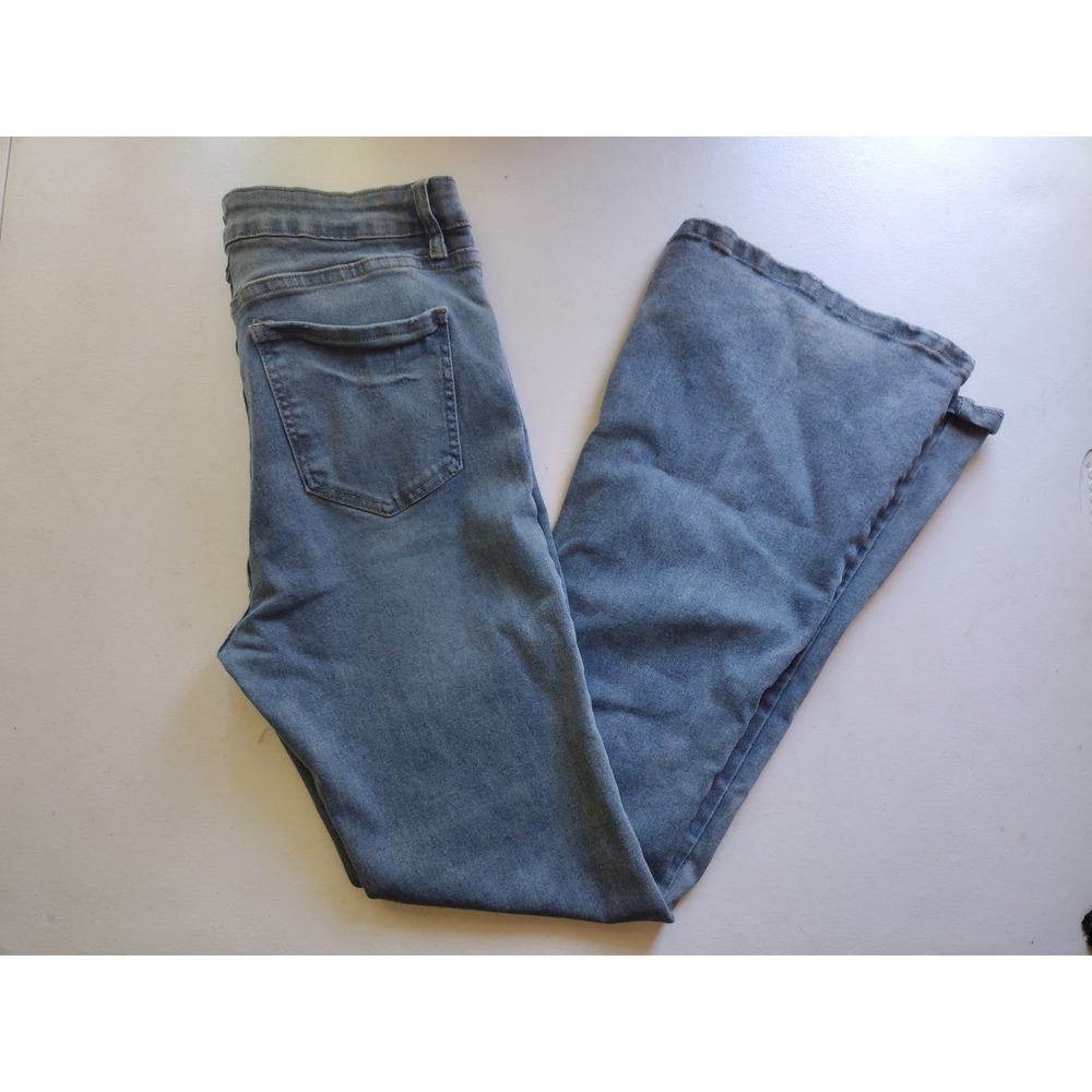 Rise Supply Co‎ Womens High Rise Flare Jeans Green Vintage Wash Size 13